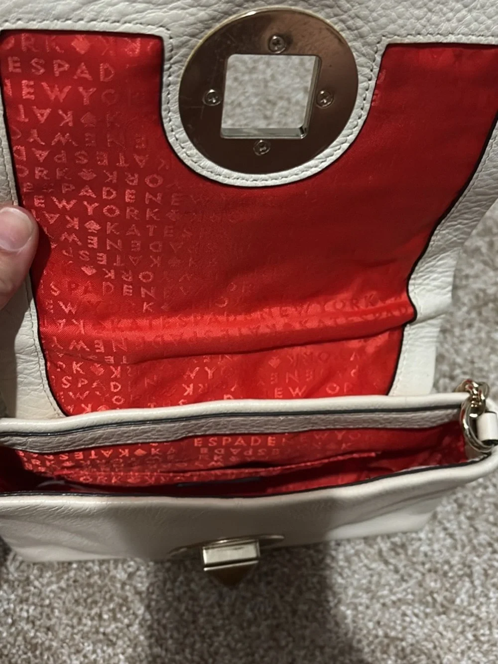 kate spade cream quilted leather crossbody with gold-tone stud turn-lock